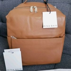 NWT Mina Baie Stevie dark tan midi backpack